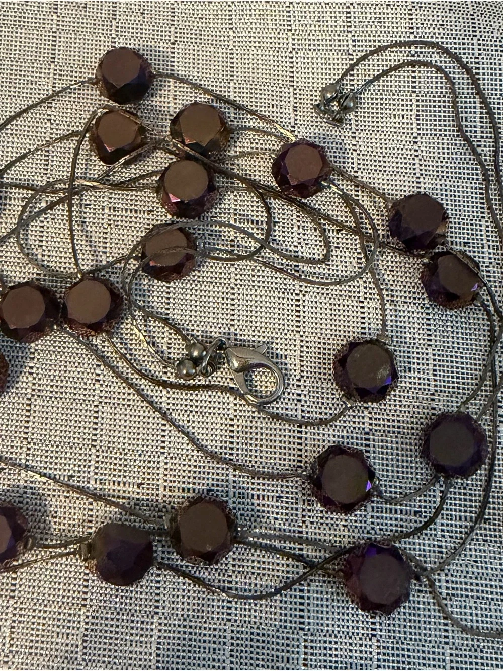 Iridescent Purple Faceted Bead Long Necklace